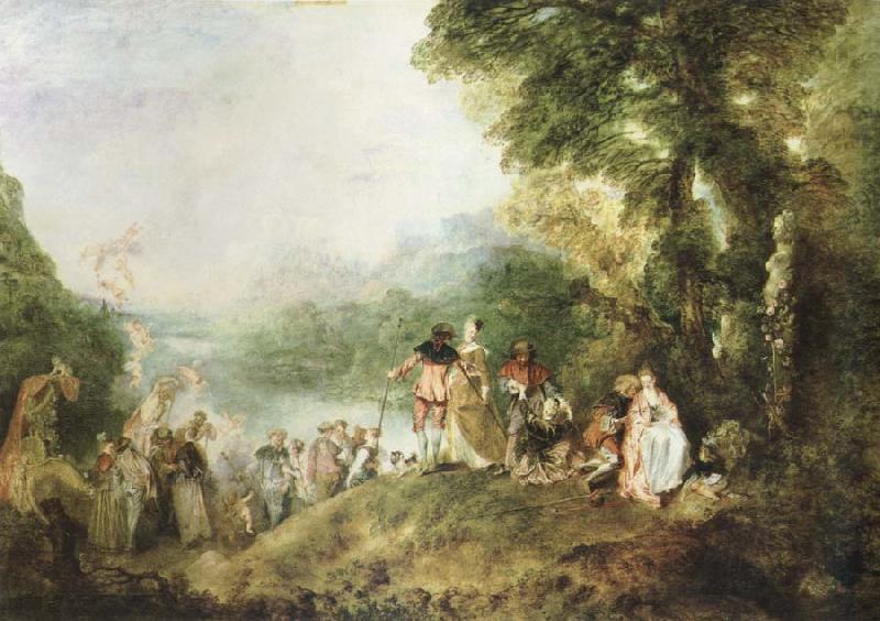 Jean-Antoine Watteau the pilgrimage to cythera Sweden oil painting art